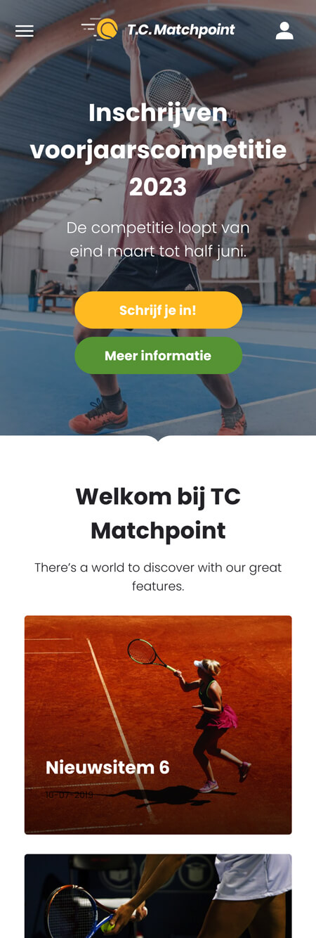 Vereinswebsite auf dem Smartphone