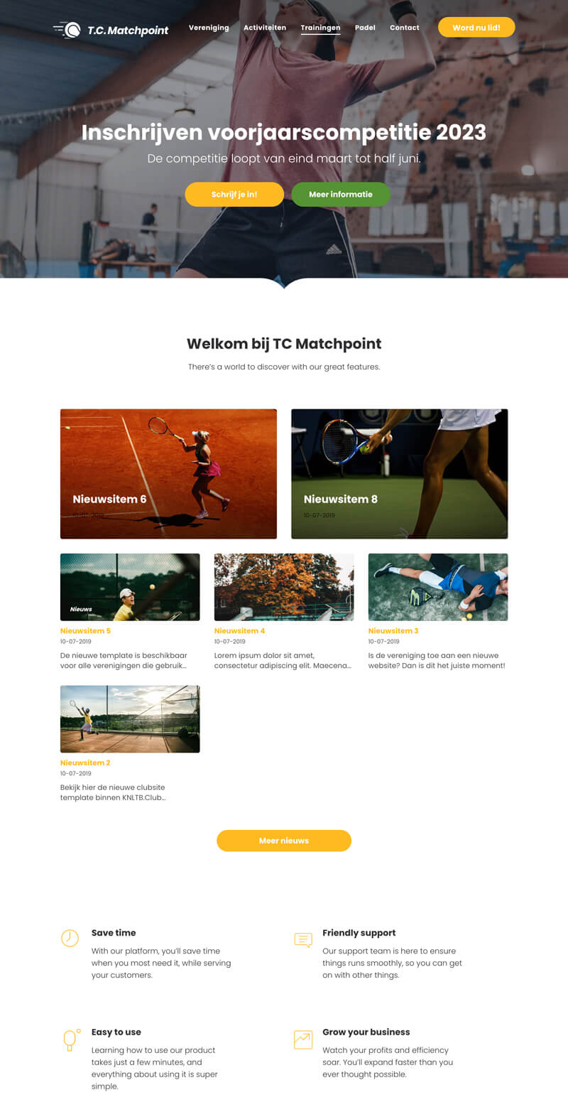 Vereinswebsite auf dem Tablet
